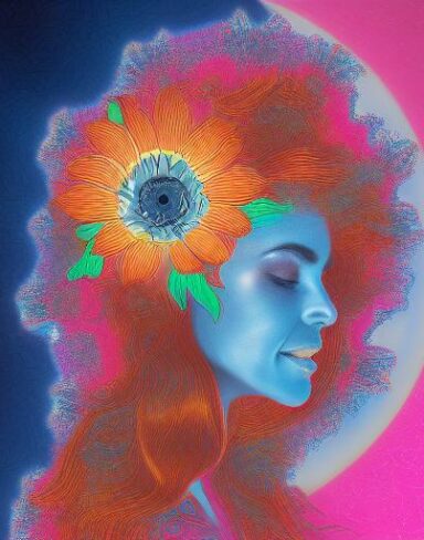 A digital Psychedelic painting inspired by Amanda Sage