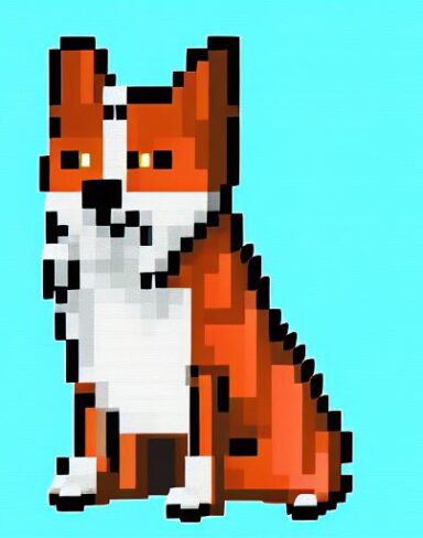 A dog sitting in front of a blue background