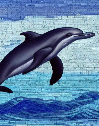 A dolphin swimming in the marine ocean inspired by Charles Ginner