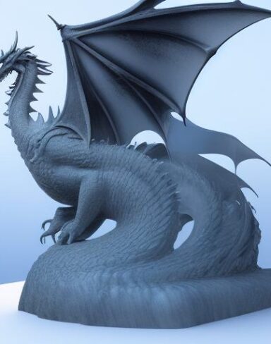 A dragon frozen ice sculpture
