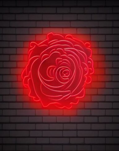 A flower neon sign on a wall