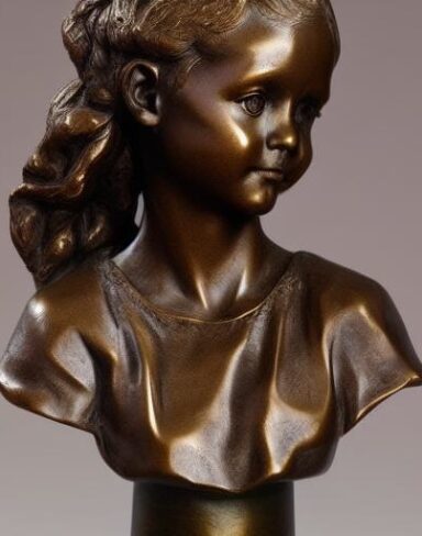 A girl bronze bust sculpture