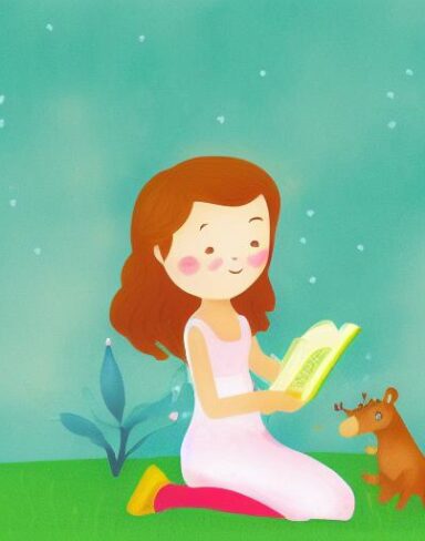 A girl is reading a book