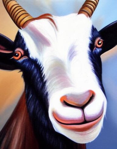 A painting of a goat