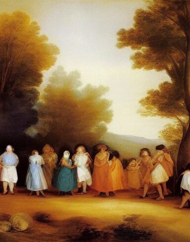 A painting of a group of people in the forest by Francisco de Holanda