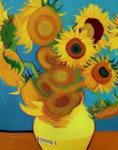 A painting of sunflowers