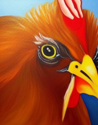 A painting of the hen