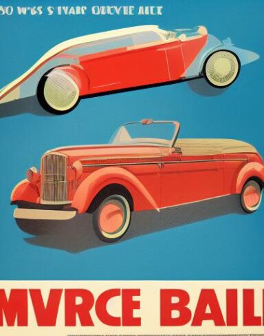 A vintage poster advertising a vehicle