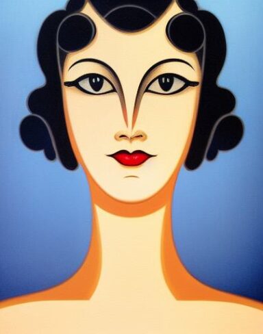 An art deco poster of a woman face