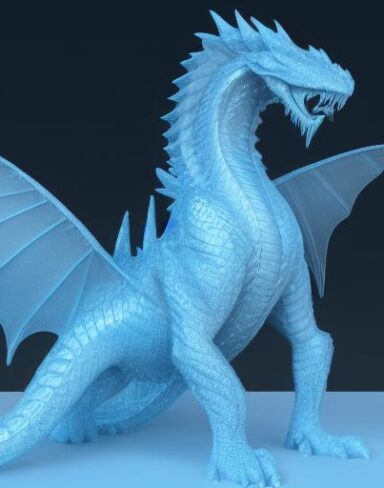 An ice sculpture of a ice dragon