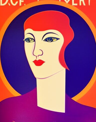 Art deco poster with a woman face