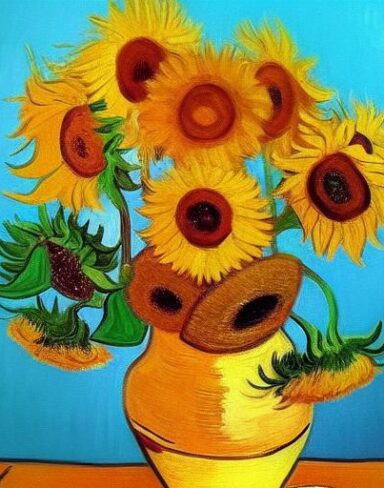 Art painting of sunflowers