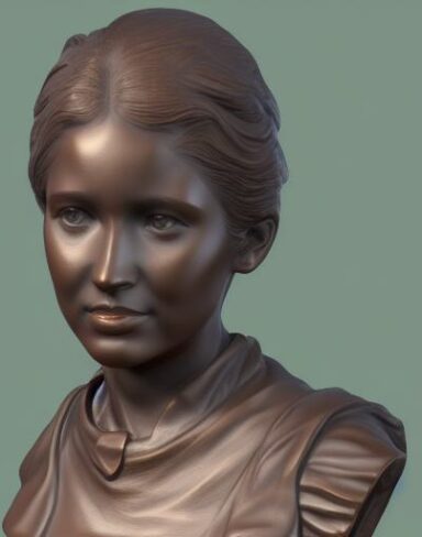 Bronze bust of one young lady
