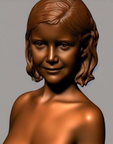 Bronze bust of the a young girl