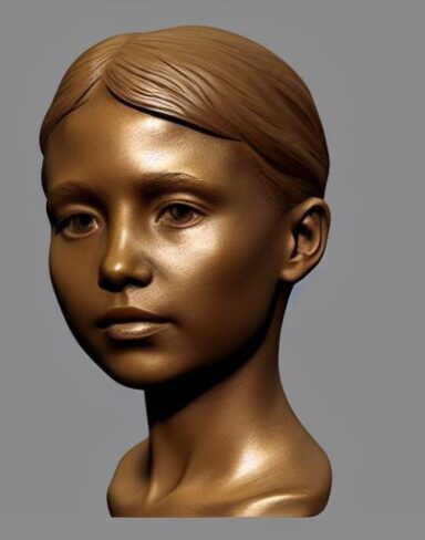 Bronze bust of the young girl