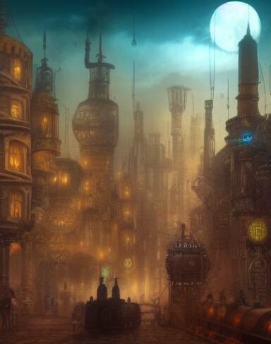 City under steampunk style