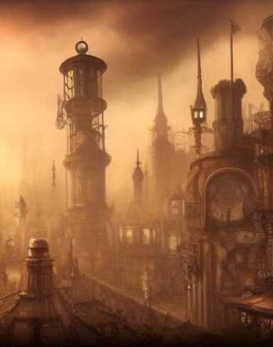 City under steampunk style