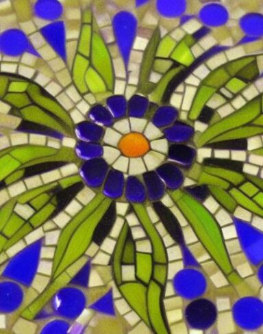 Close up of a flower on mosaic