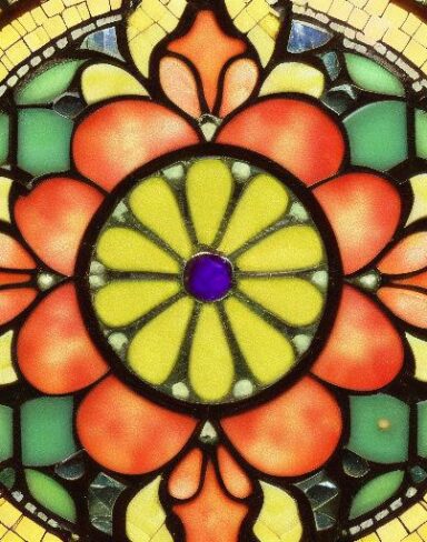 Close up of a flower on mosaic