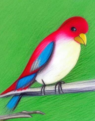 Colorful bird on a branch of tree