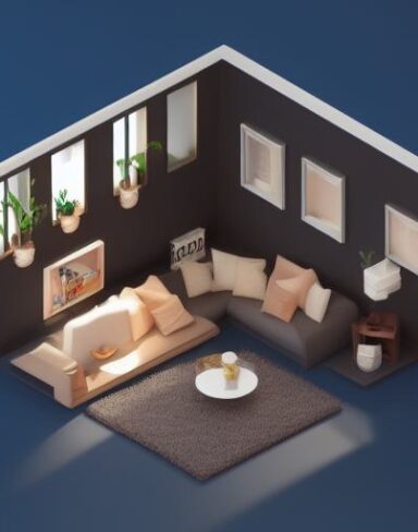 Cute isometric living room