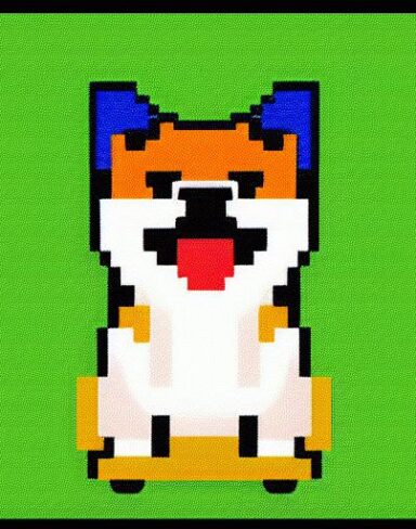 Dog in front of blue background