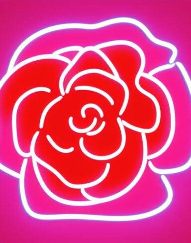 Flower symbol neon sign on a wall