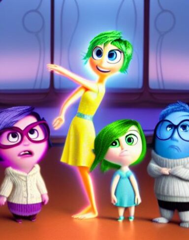 Inside out Disney characters in a cartoon movie