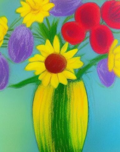 Painting of flowers in vase