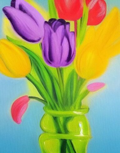 Painting of flowers in vase