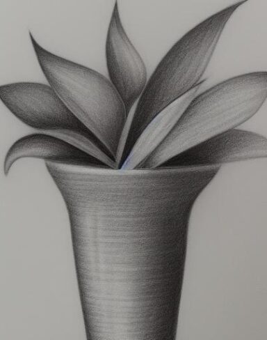 Pencil drawing of a plant in vase