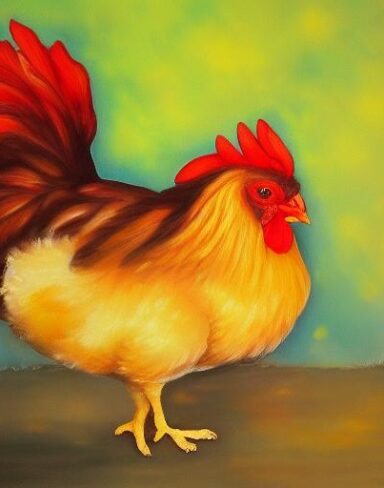 The painting of the hen