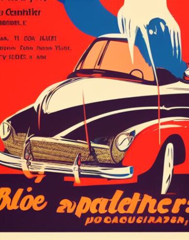 The vintage poster advertising vehicle