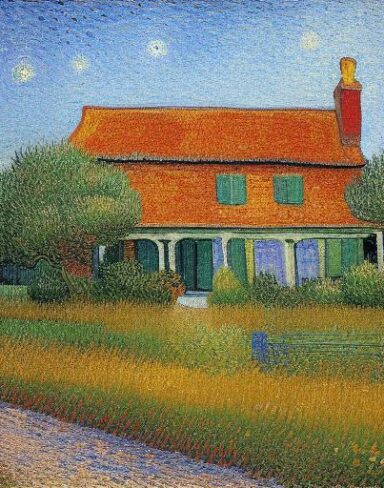 Van gogh painting of house in the garden