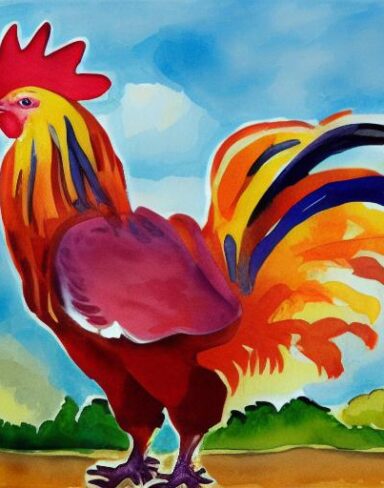 Watercolor painting of a rooster by Olga Boznańska