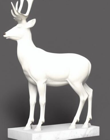 White color statue of a deer