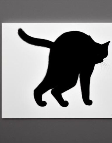 A black cat on a white background