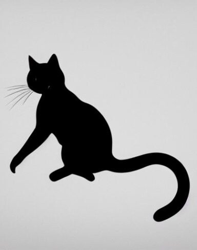 A black cat on a white background