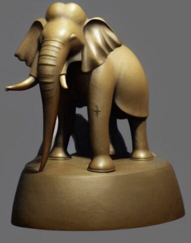 A bronze statue of an elephant