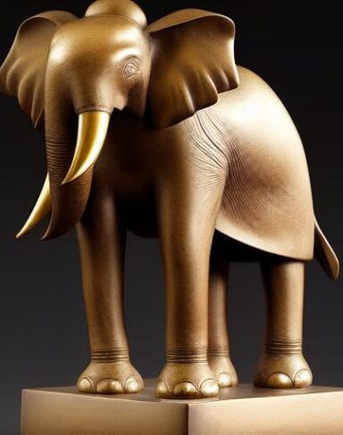 A bronze statue of one elephant animal