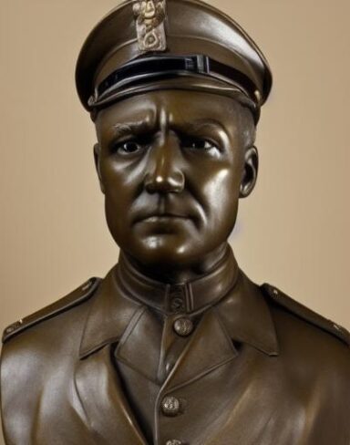 A bust of one male in military uniform