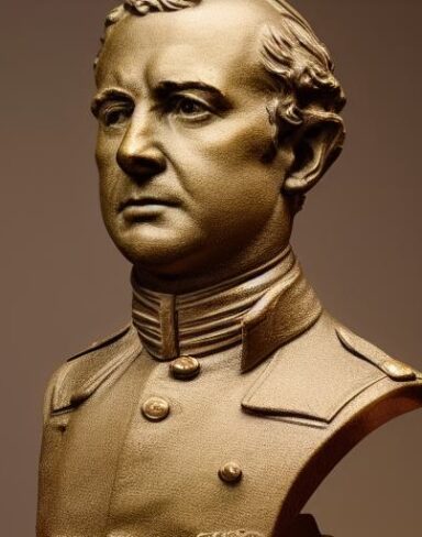 A bust of the man in a military clothes