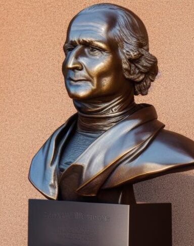 A bust of the man in a military outfits