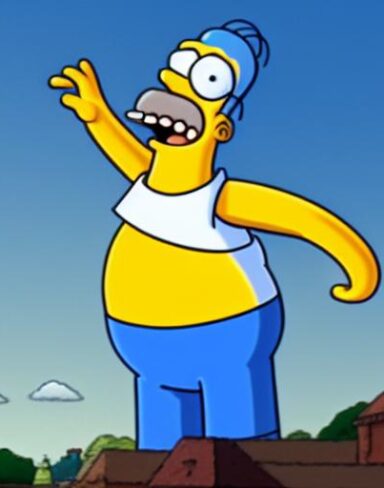 A cartoon character pointing to the sky