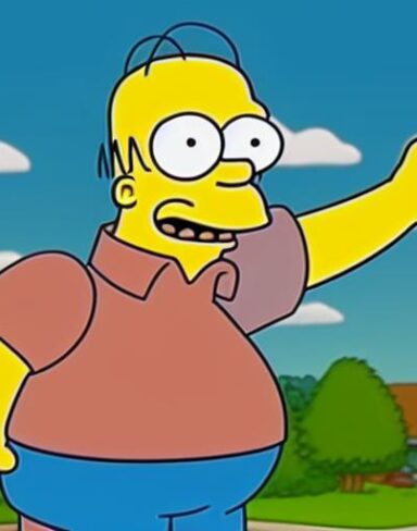 A cartoon character pointing to the sky