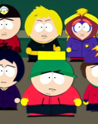 A cartoon character south park from TV animated show