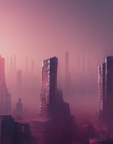 A city filled with lots of tall future buildings