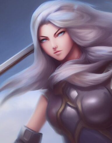 A close up of a person holding a sword