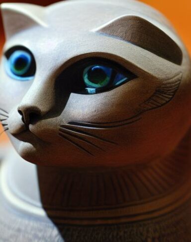 A close up of a statue of cat