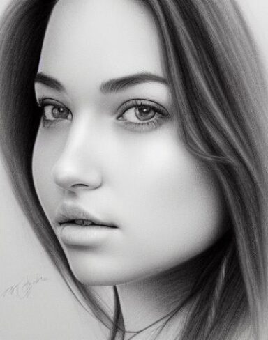 A drawing of a beautiful young lady